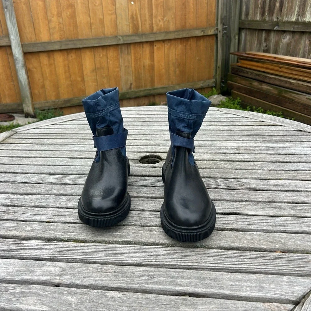 Franco‎ Sarto Jan Snow Boot Black & blue Waterproof All-Weather Lug Sole size 10